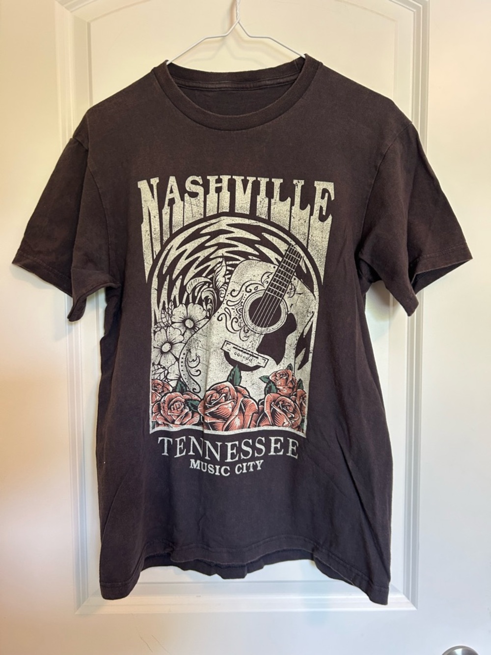 Buckle Black Nashville Tennessee Graphic Tee with Rose and Guitar